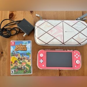 BUNDLE: Pink Nintendo Lite Switch+ accessories+ Animal Crossing